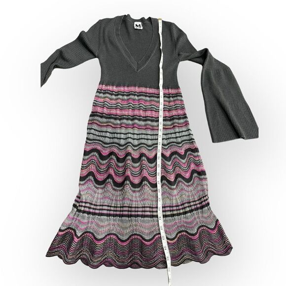 M Missoni Long Sleeve Grey Chevron Multicolor Bottom  Knit Dress - XS - Picture 4 of 5
